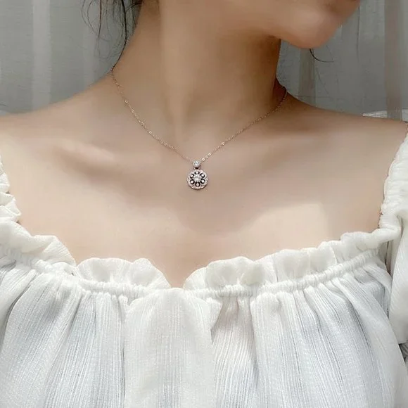 Certified 1/2 ct. t.w. Moissanite Diamond Flower Pendant Necklace NEW - Picture 7 of 15